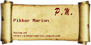 Pikker Marion névjegykártya